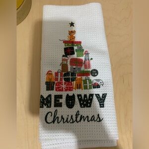 Meowy Christmas kitchen towel - new
